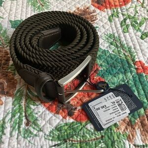 Anderson’s Mens Khaki Braided Belt with Silver Buckle